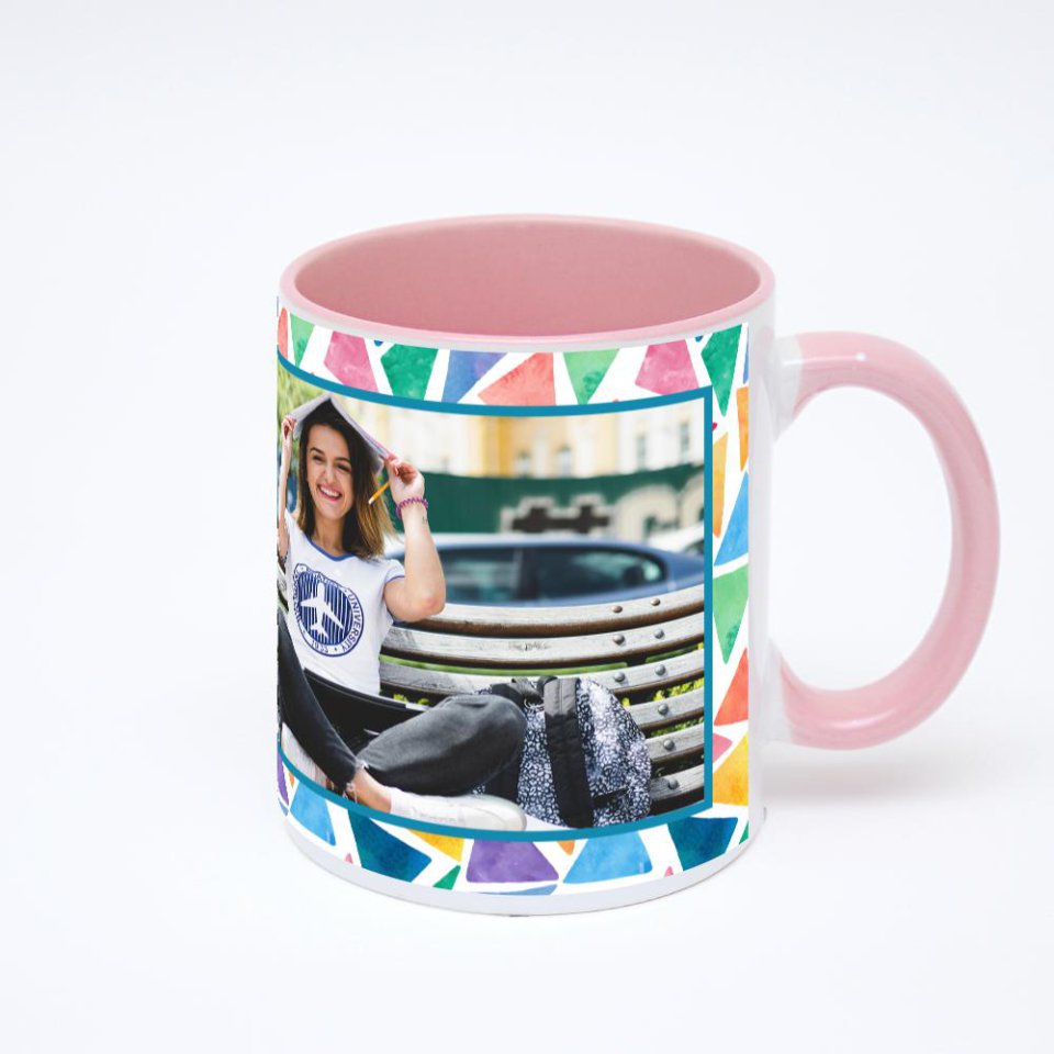 Розовая кружка с фотопечатью
