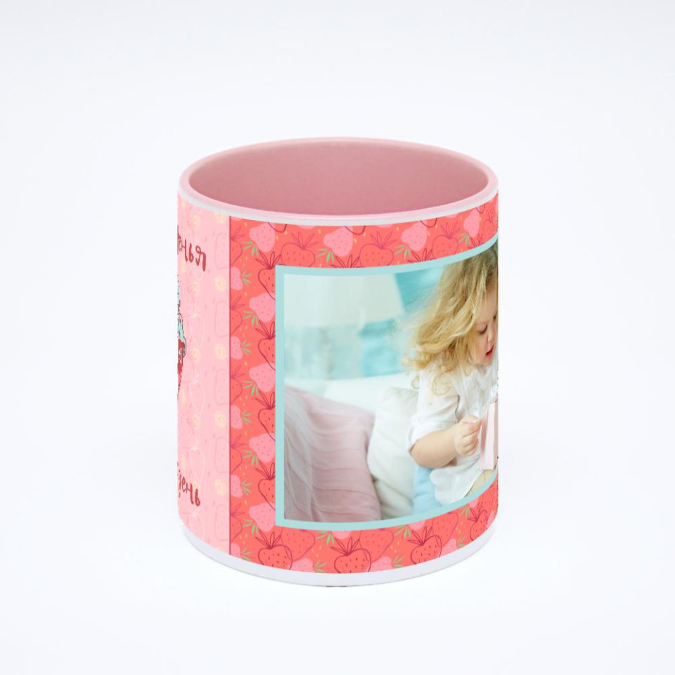 Розовая кружка с фотопечатью