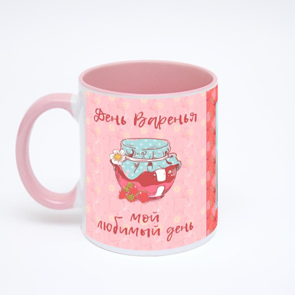 Розовая кружка с фотопечатью