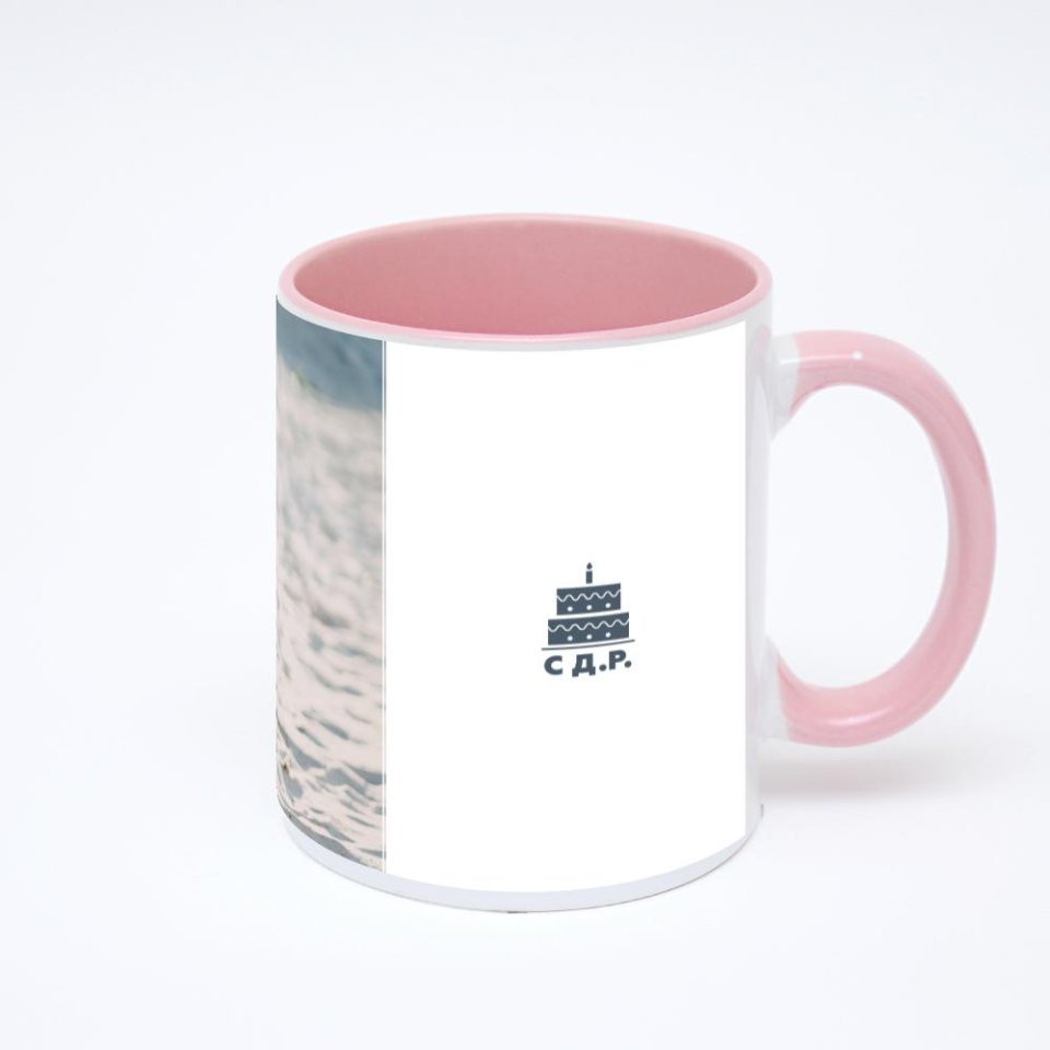 Розовая кружка с фотопечатью