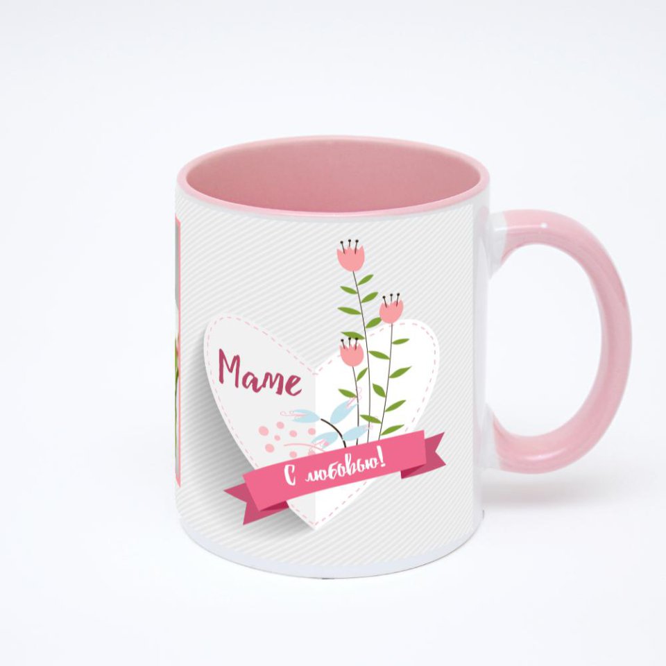 Розовая кружка с фотопечатью