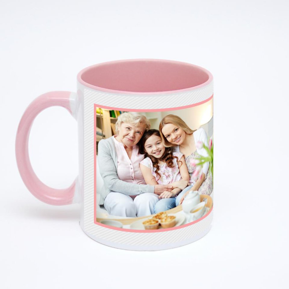 Розовая кружка с фотопечатью