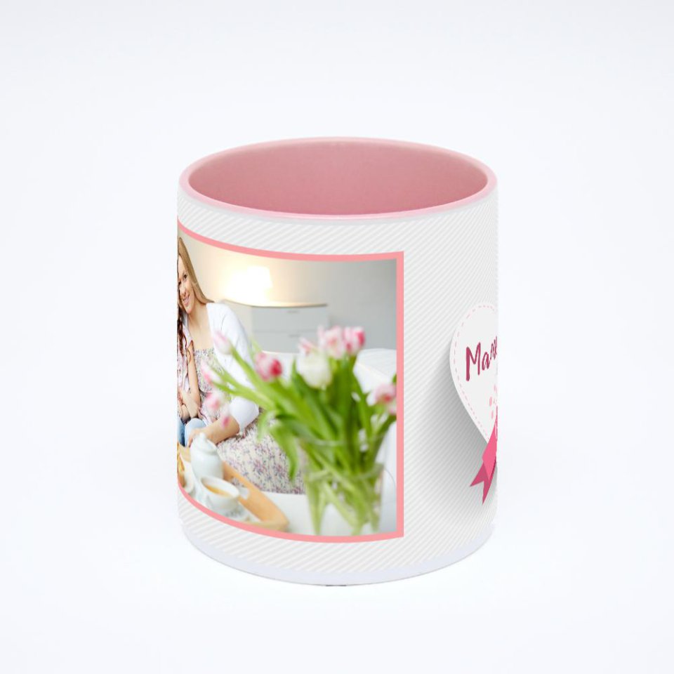 Розовая кружка с фотопечатью