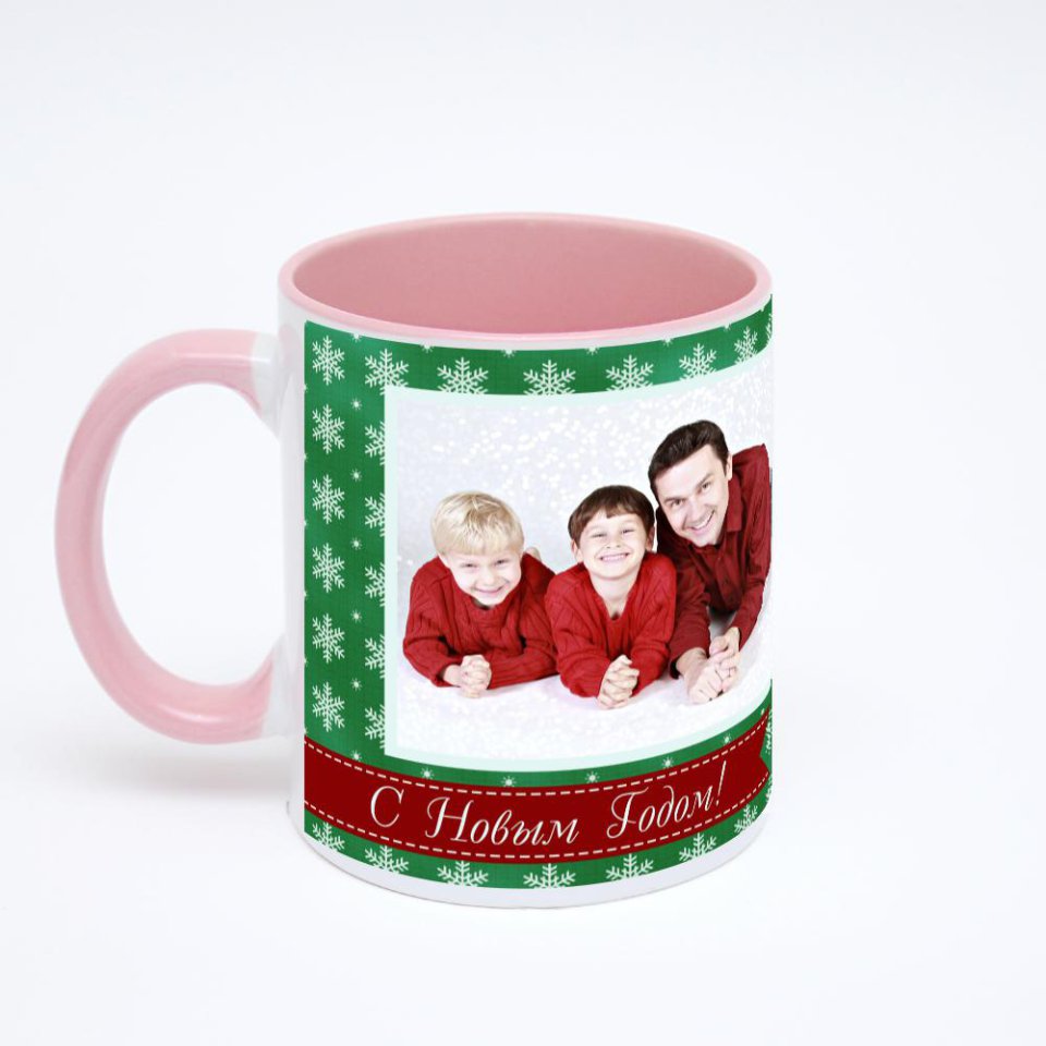 Розовая кружка с фотопечатью