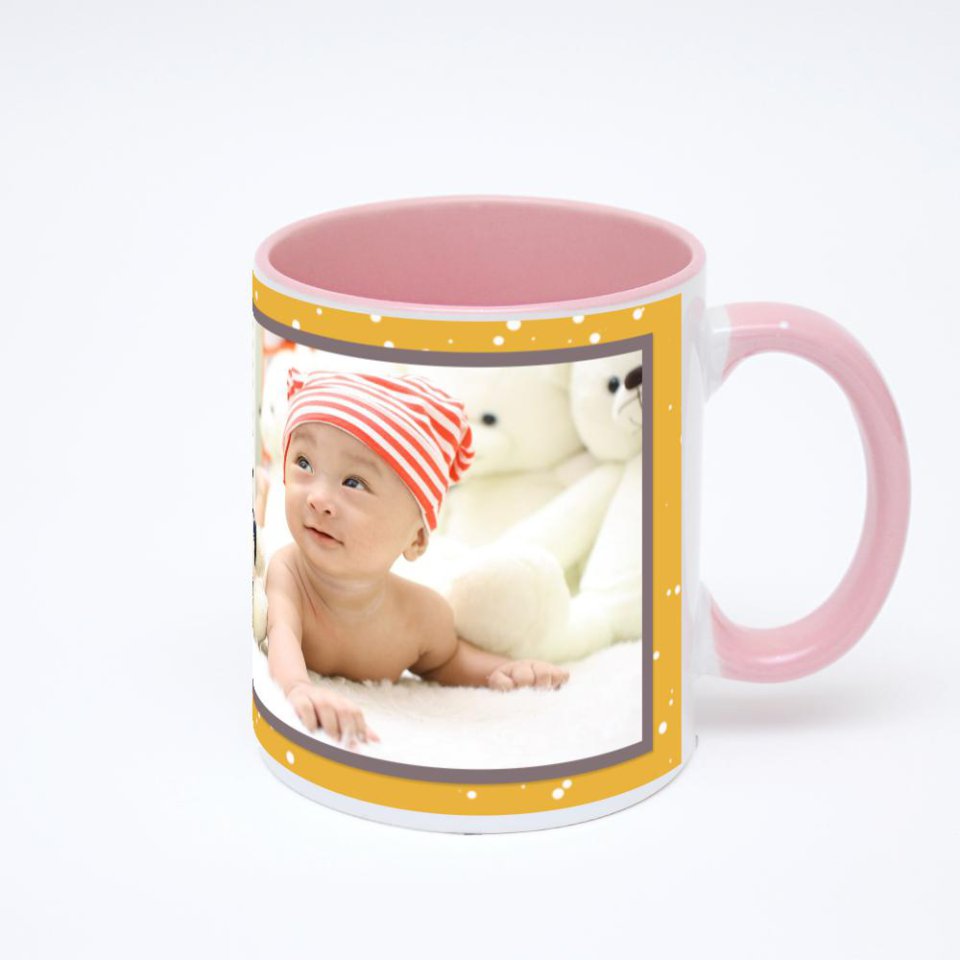 Розовая кружка с фотопечатью