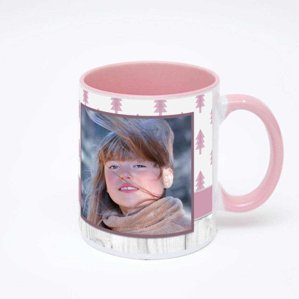 Розовая кружка с фотопечатью