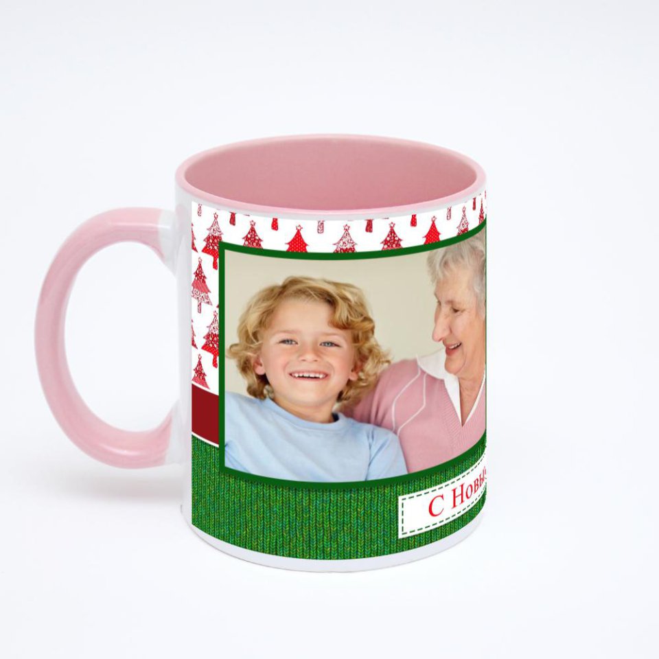 Розовая кружка с фотопечатью