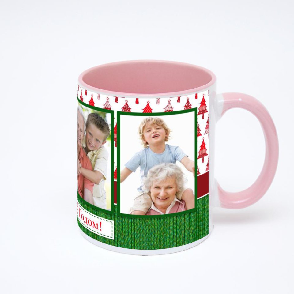Розовая кружка с фотопечатью