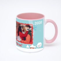 Розовая кружка с фотопечатью