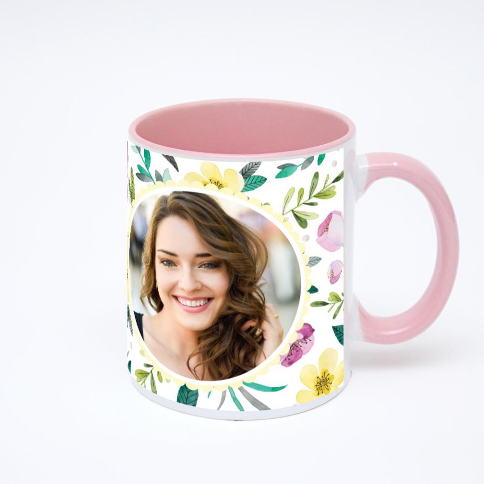Розовая кружка с фотопечатью
