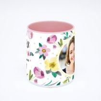 Розовая кружка с фотопечатью