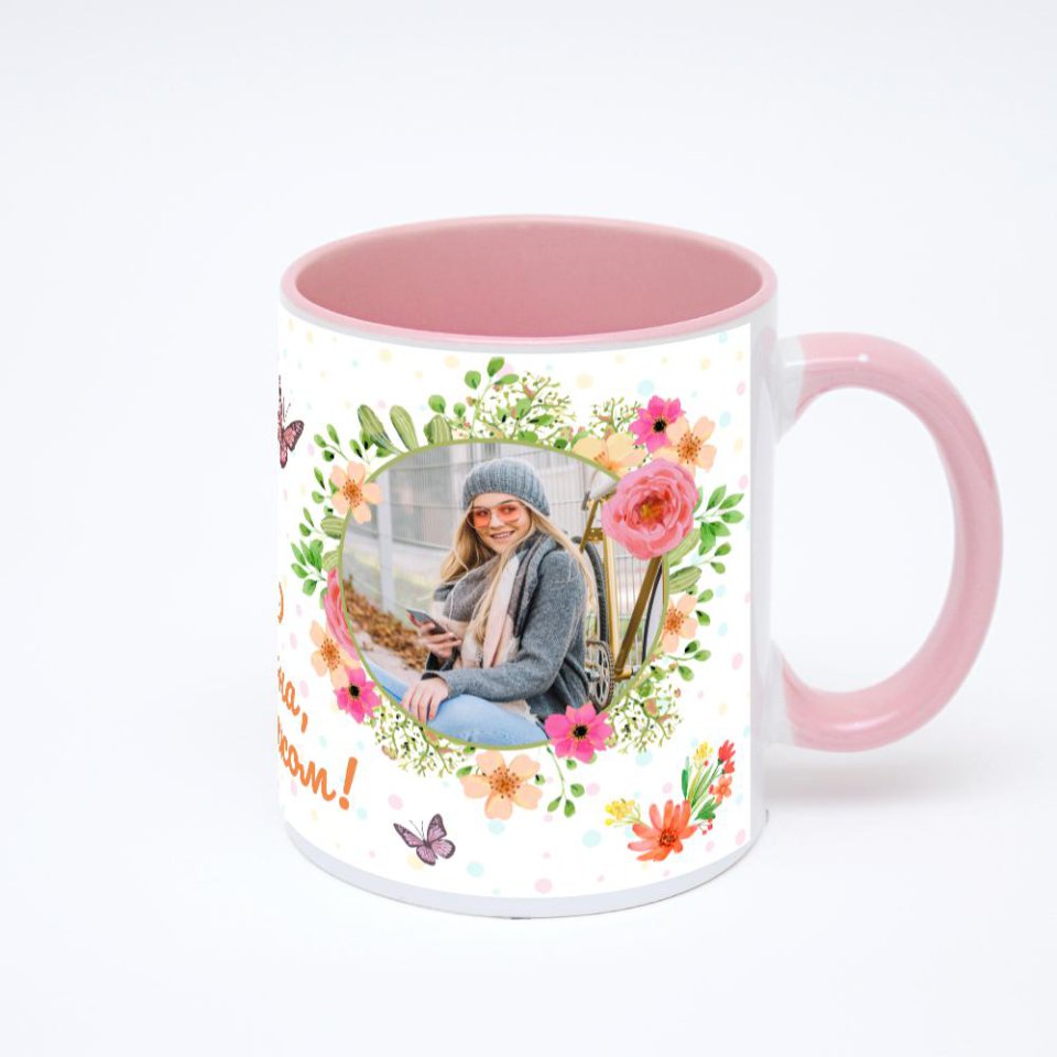 Розовая кружка с фотопечатью