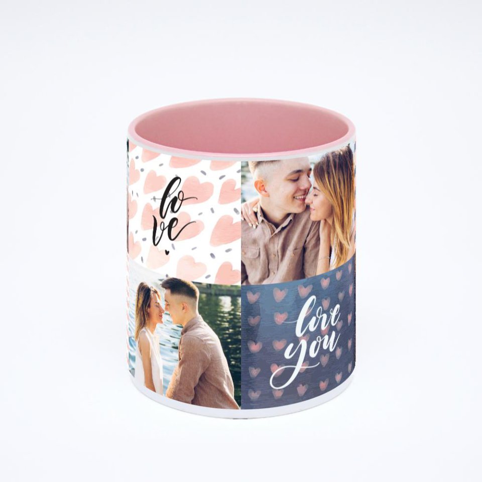 Розовая кружка с фотопечатью