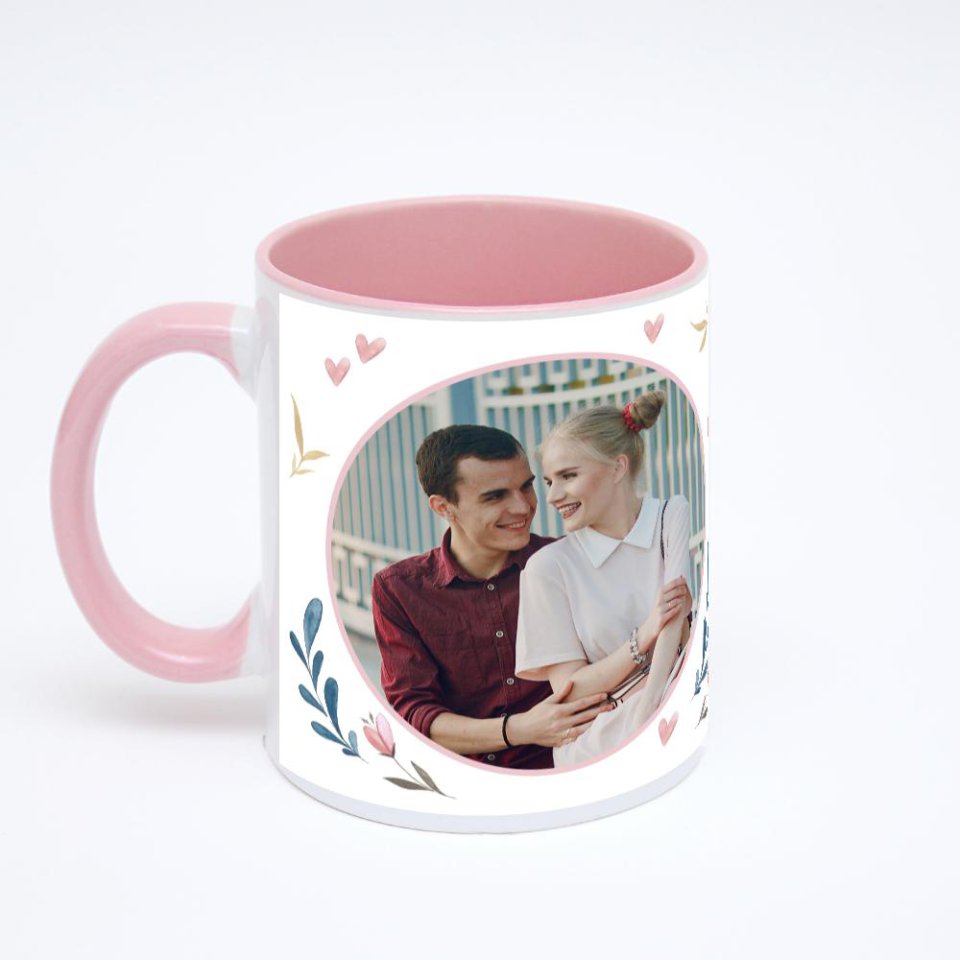 Розовая кружка с фотопечатью
