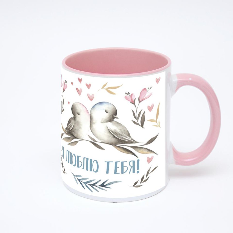 Розовая кружка с фотопечатью