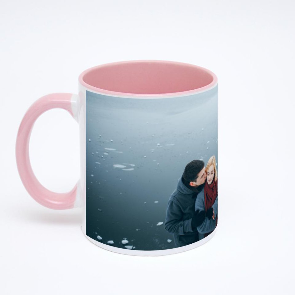 Розовая кружка с фотопечатью