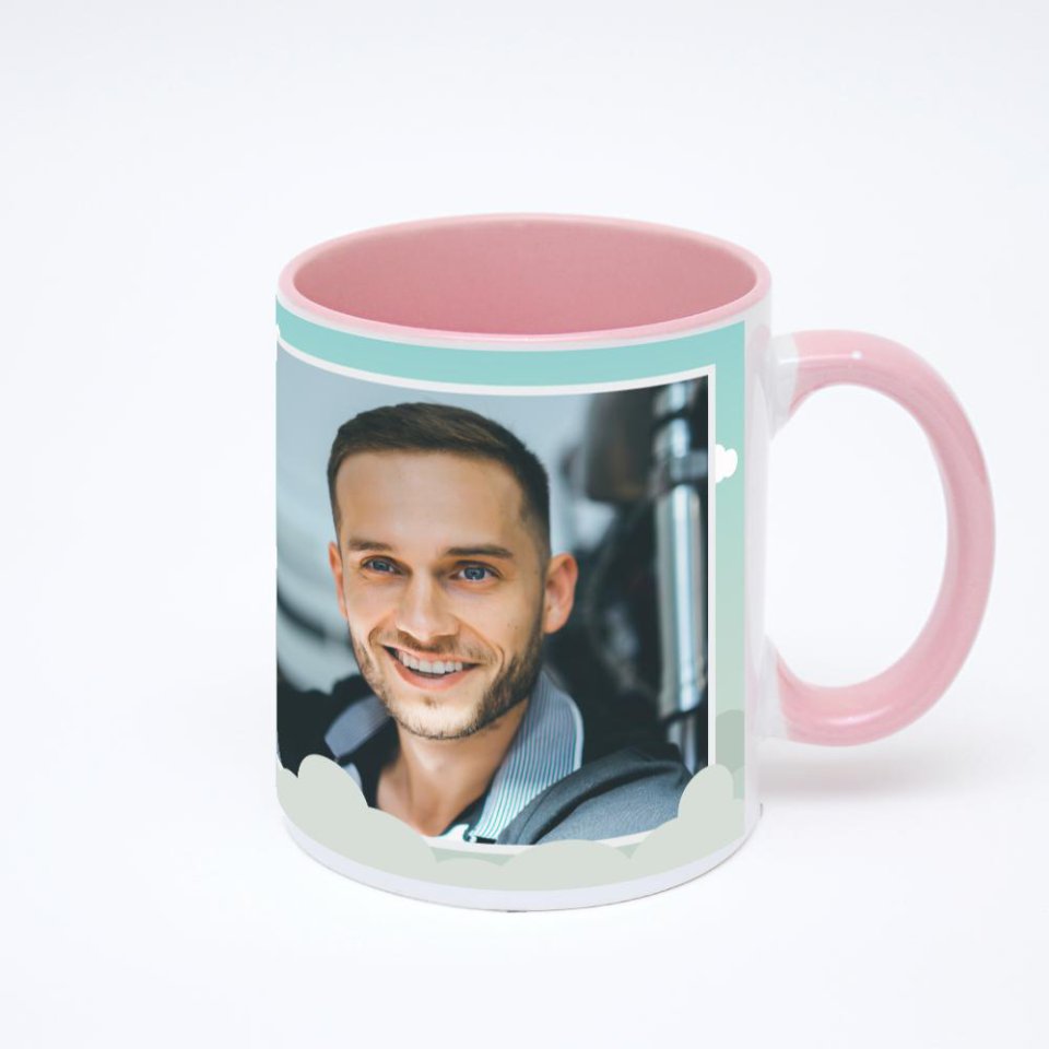 Розовая кружка с фотопечатью