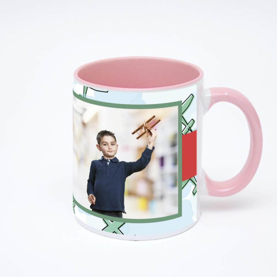 Розовая кружка с фотопечатью
