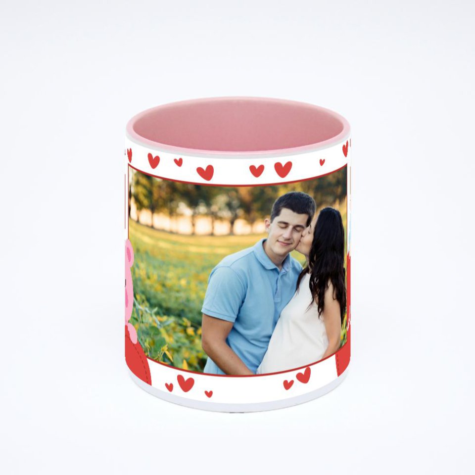 Розовая кружка с фотопечатью