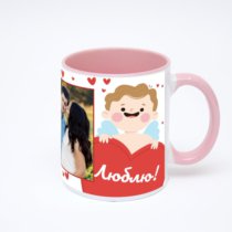Розовая кружка с фотопечатью