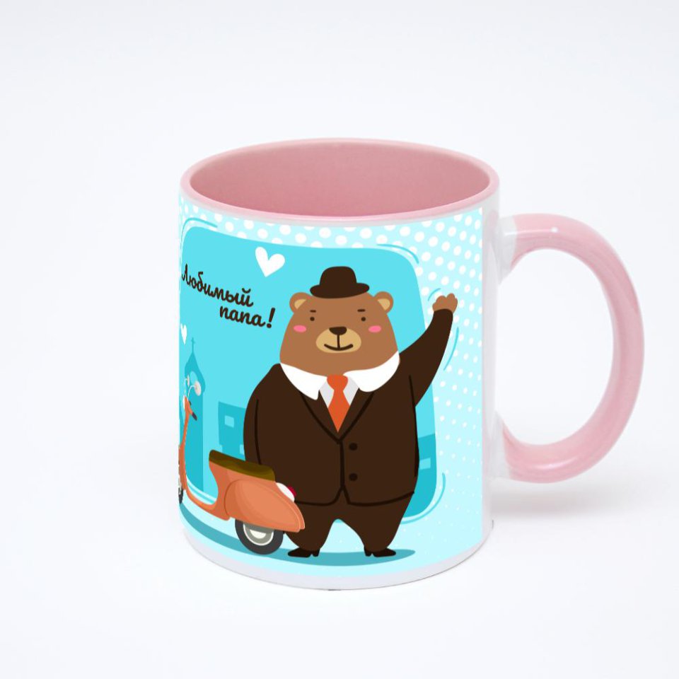 Розовая кружка с фотопечатью