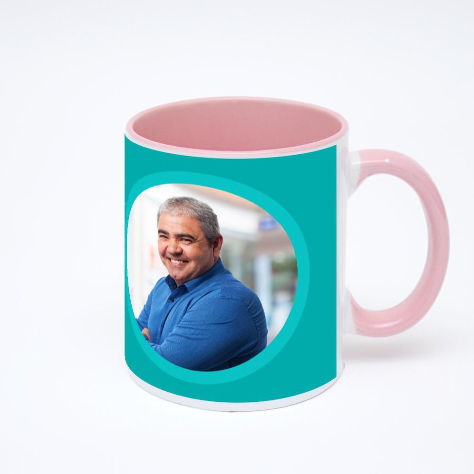 Розовая кружка с фотопечатью