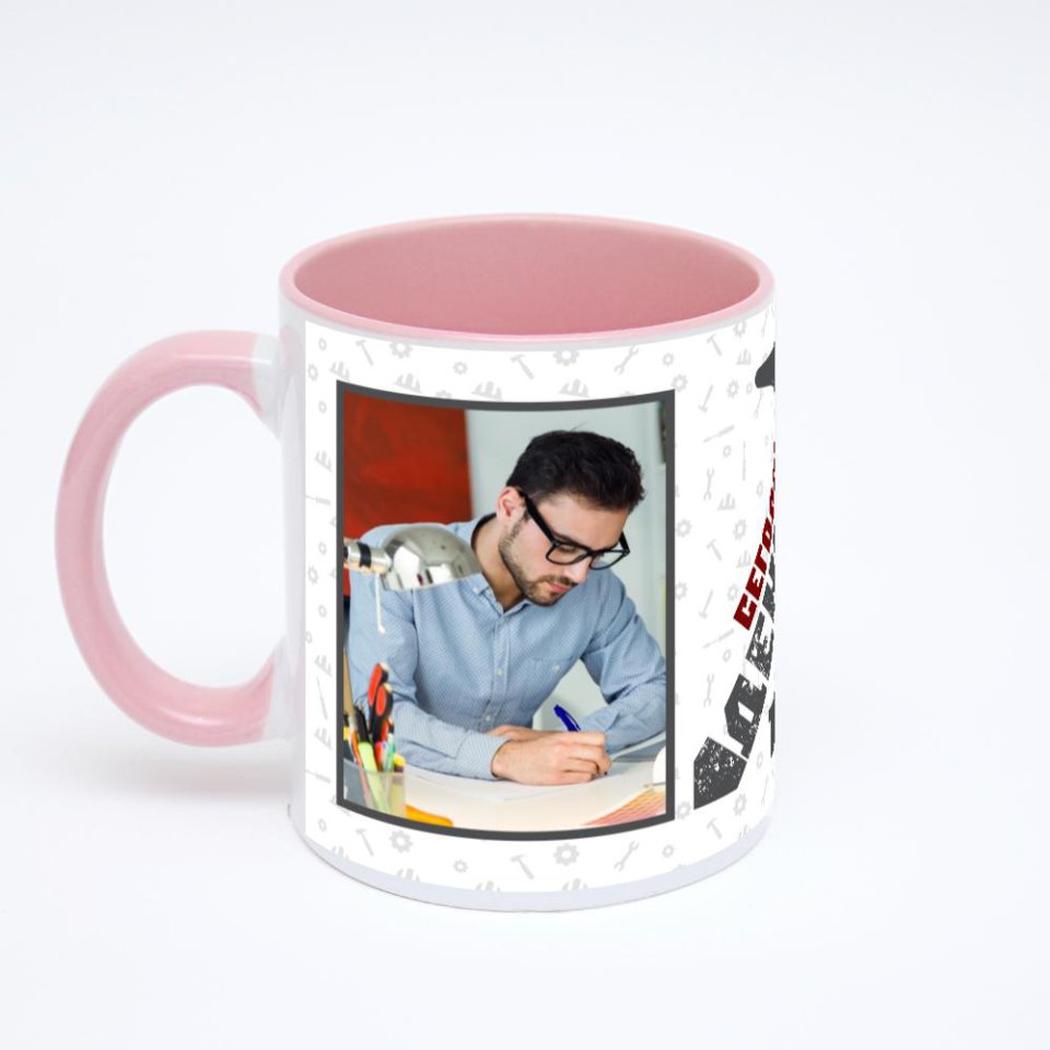 Розовая кружка с фотопечатью