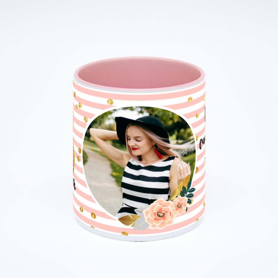 Розовая кружка с фотопечатью