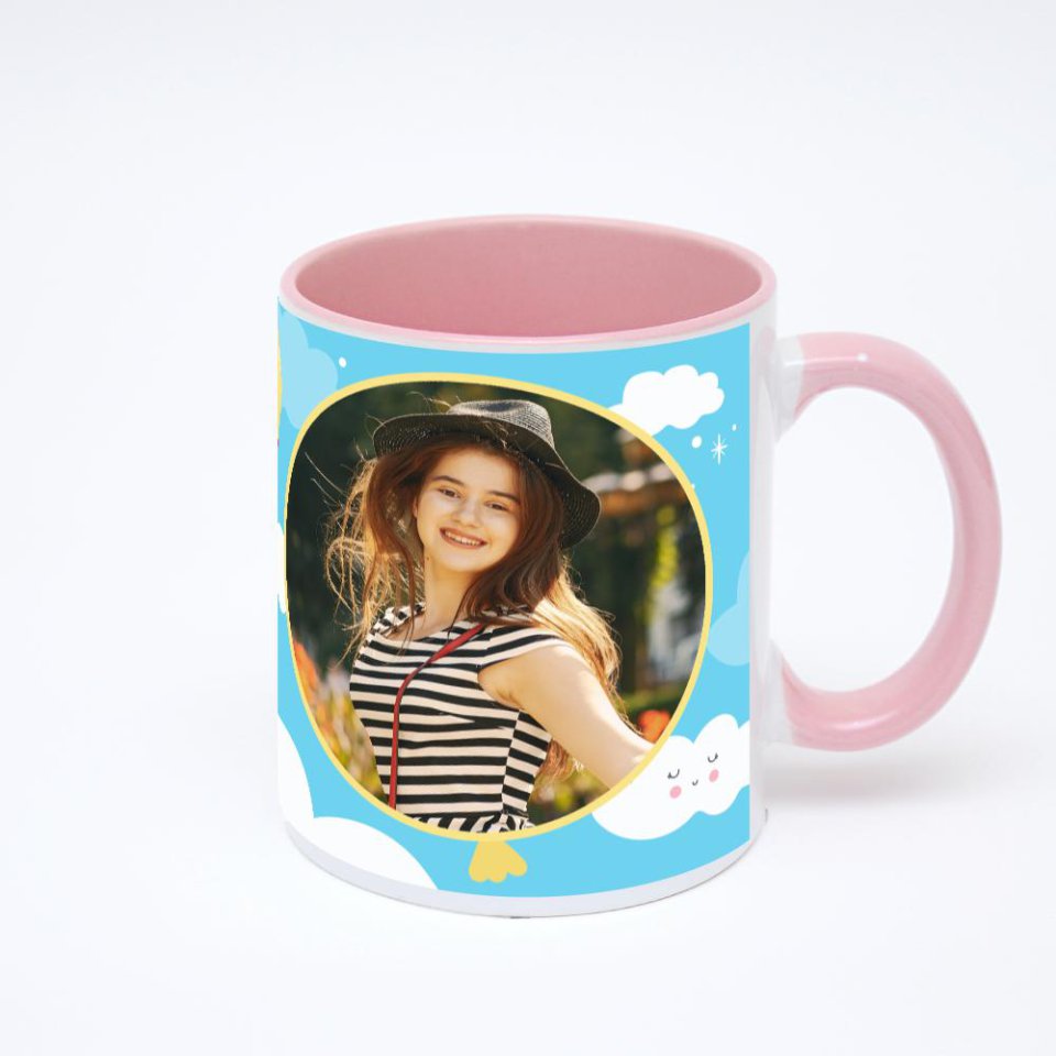 Розовая кружка с фотопечатью