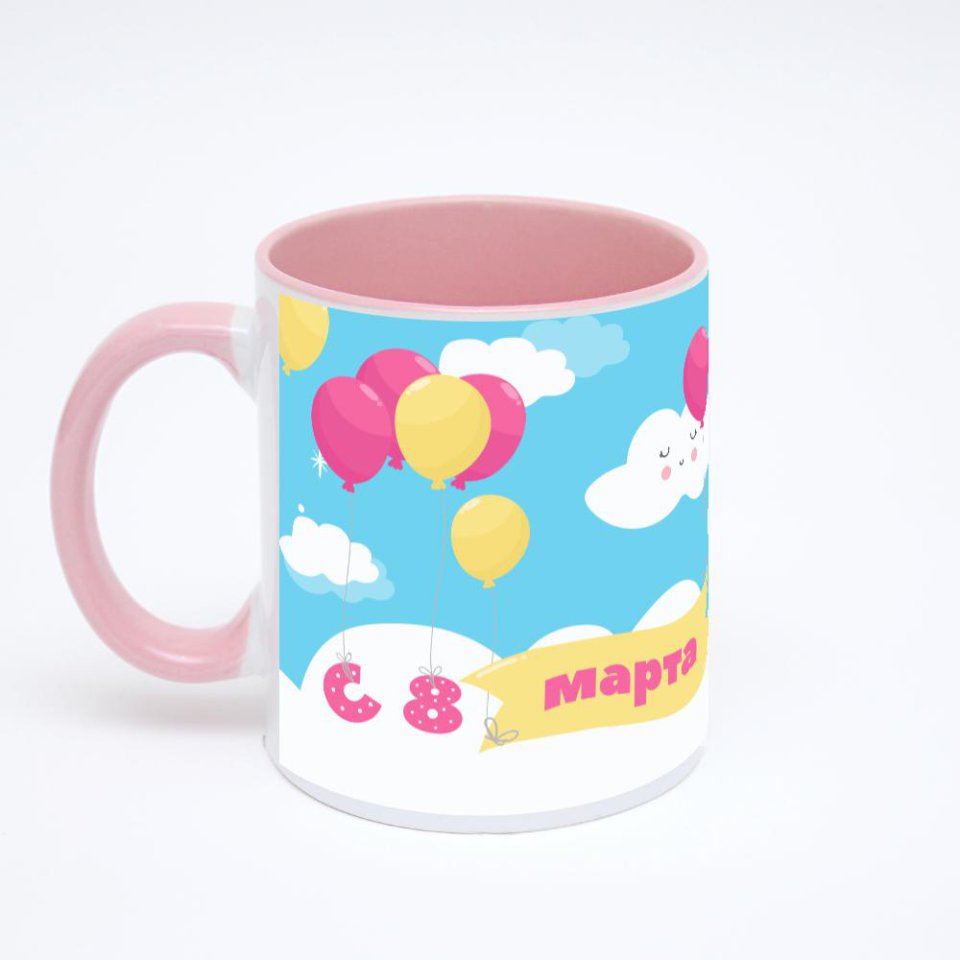 Розовая кружка с фотопечатью