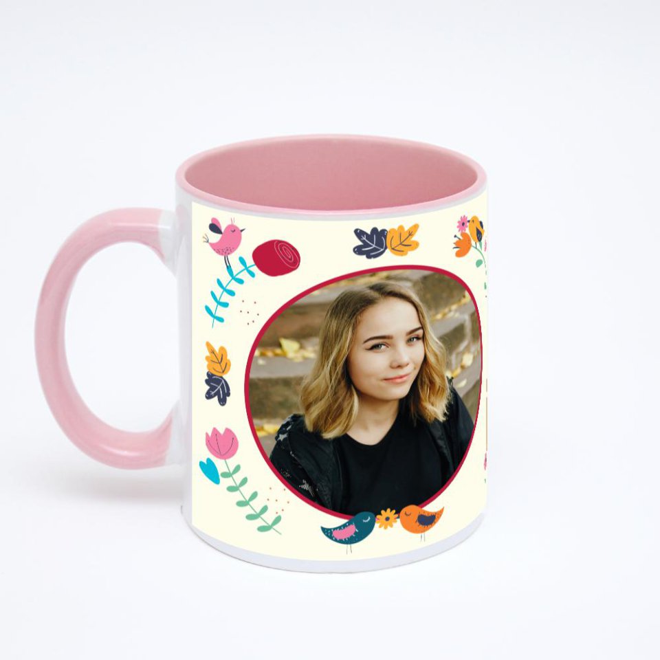 Розовая кружка с фотопечатью