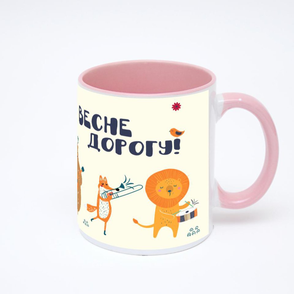 Розовая кружка с фотопечатью