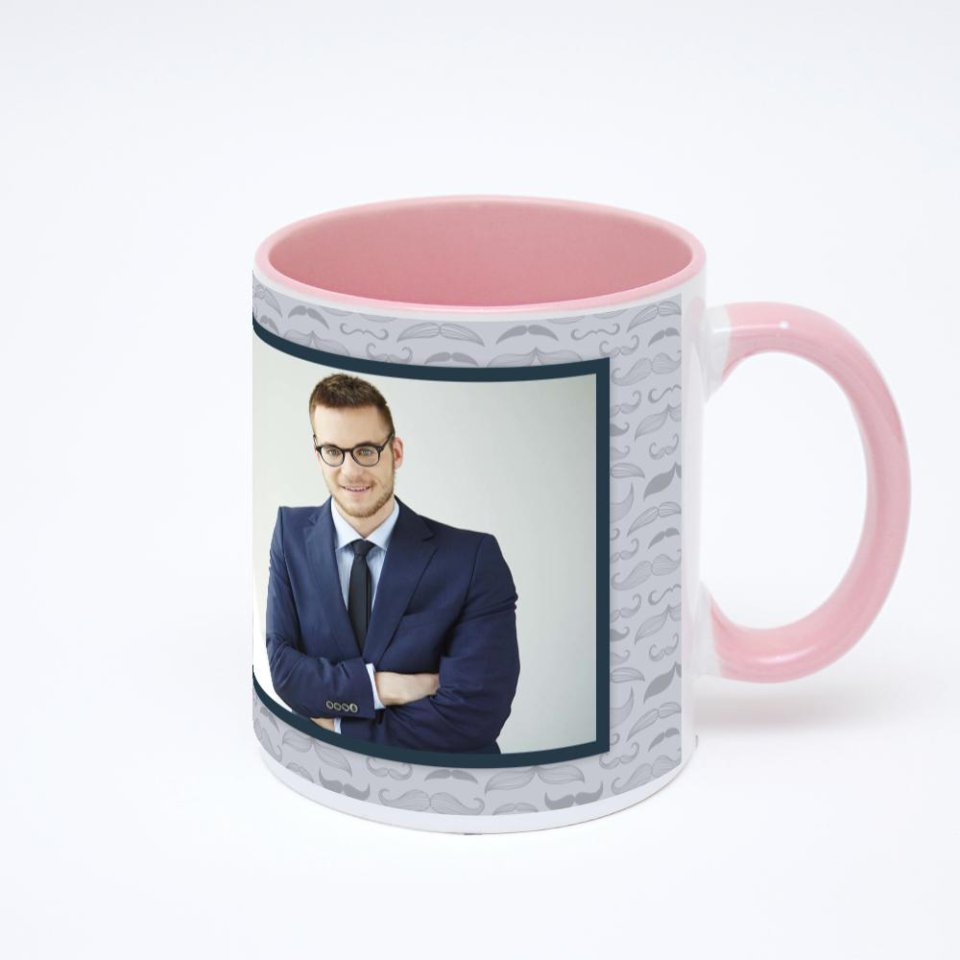 Розовая кружка с фотопечатью