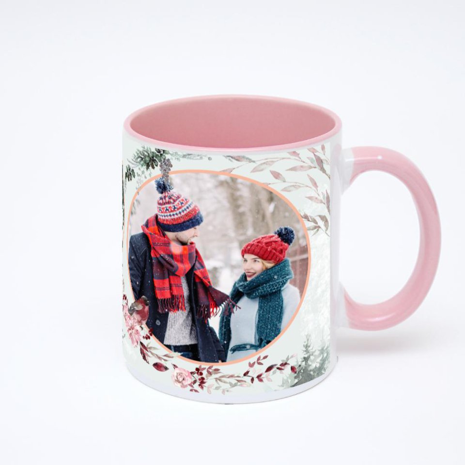 Розовая кружка с фотопечатью
