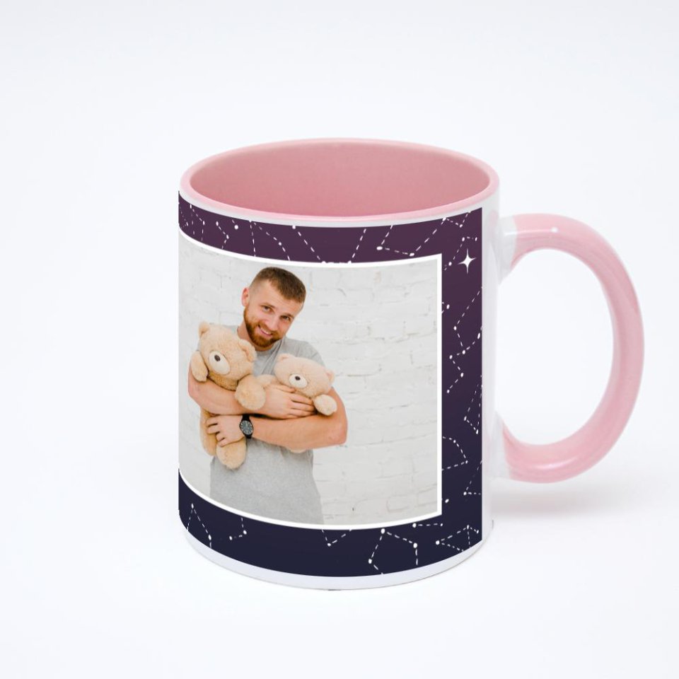 Розовая кружка с фотопечатью