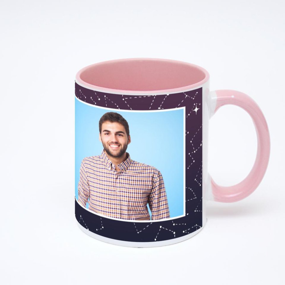 Розовая кружка с фотопечатью