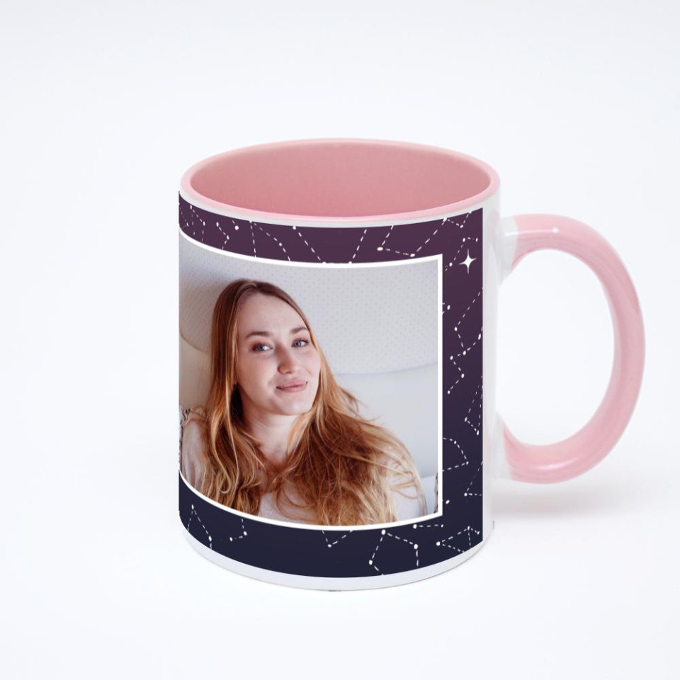 Розовая кружка с фотопечатью