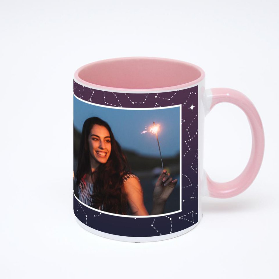 Розовая кружка с фотопечатью