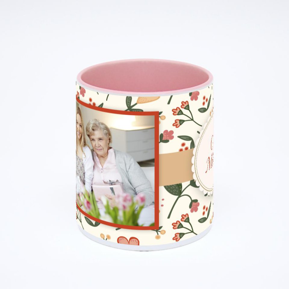 Розовая кружка с фотопечатью