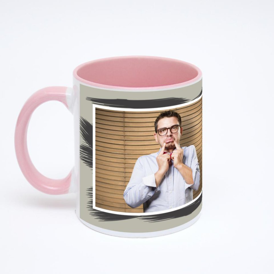 Розовая кружка с фотопечатью