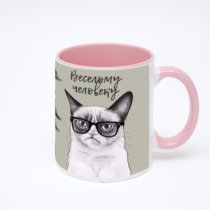 Розовая кружка с фотопечатью