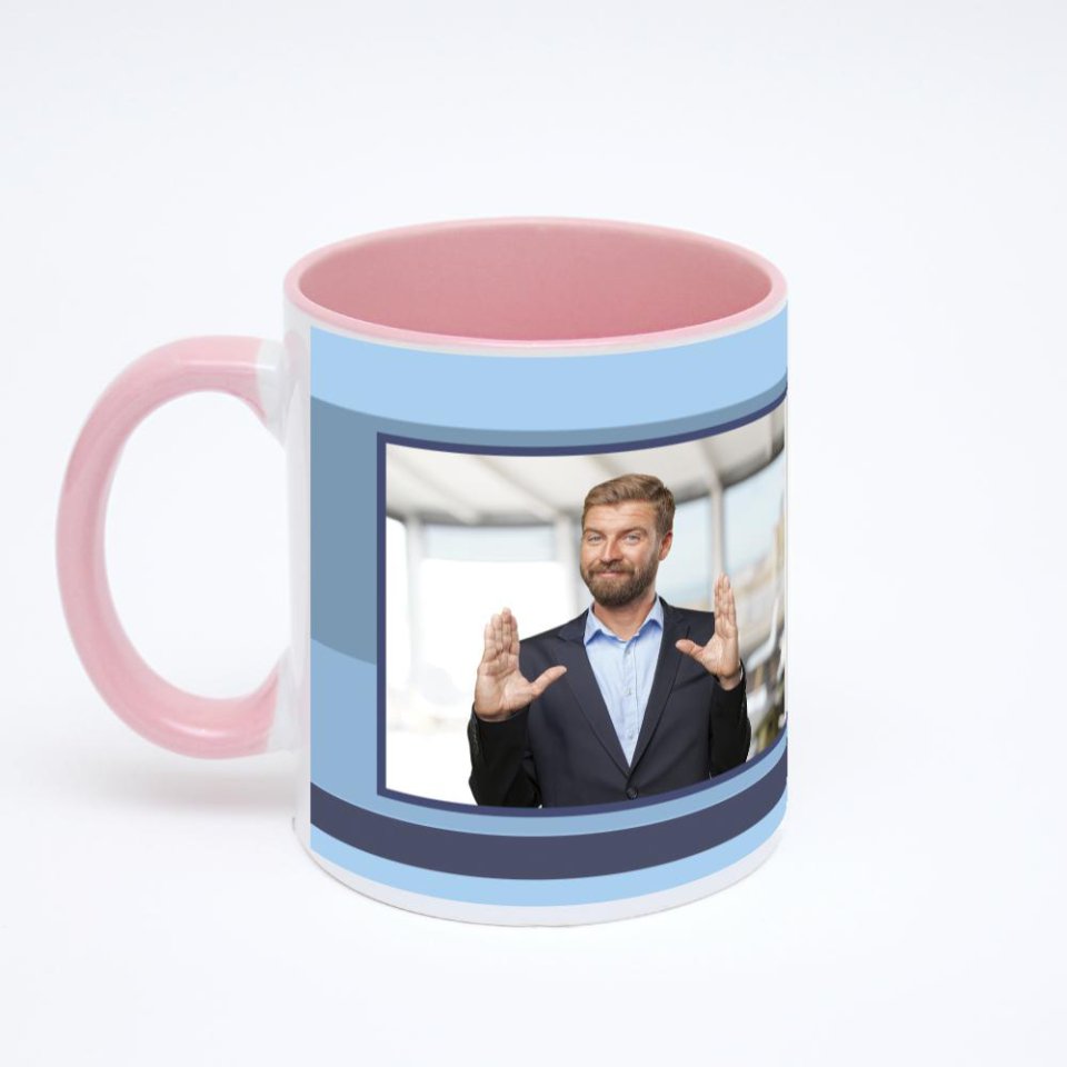 Розовая кружка с фотопечатью