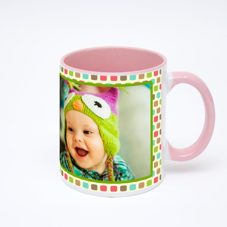 Розовая кружка с фотопечатью