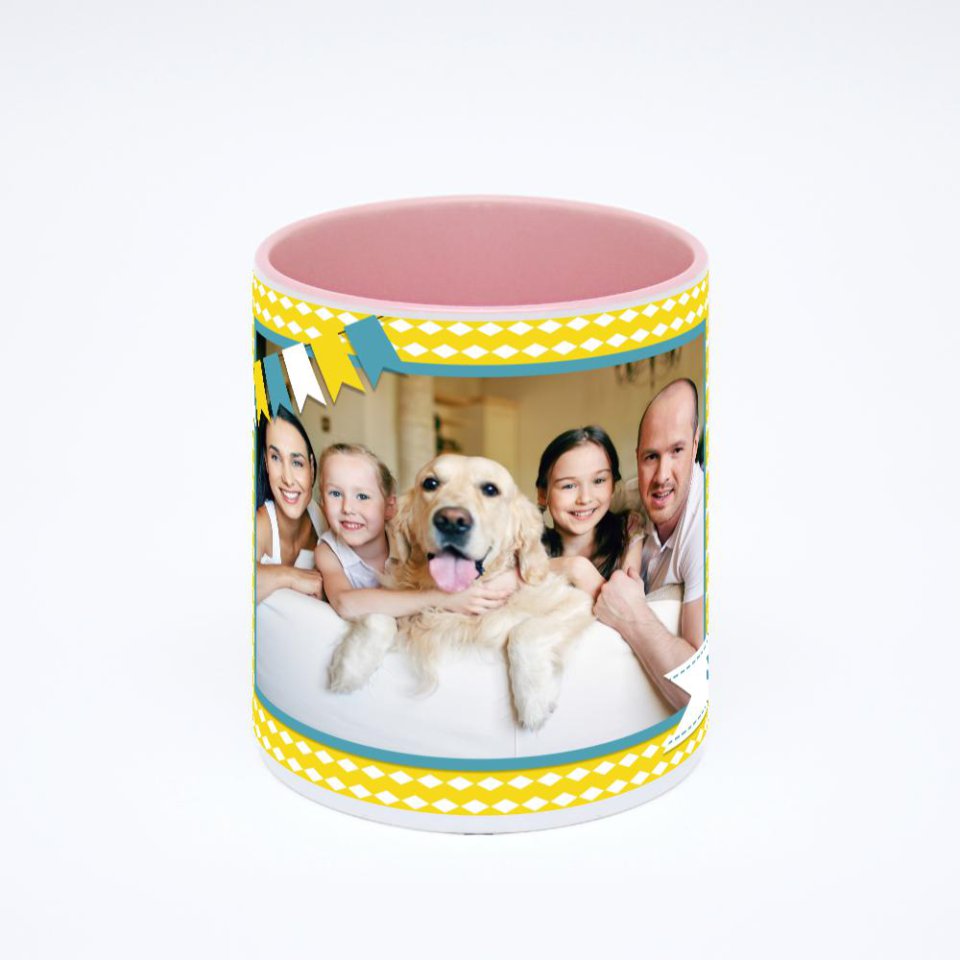 Розовая кружка с фотопечатью