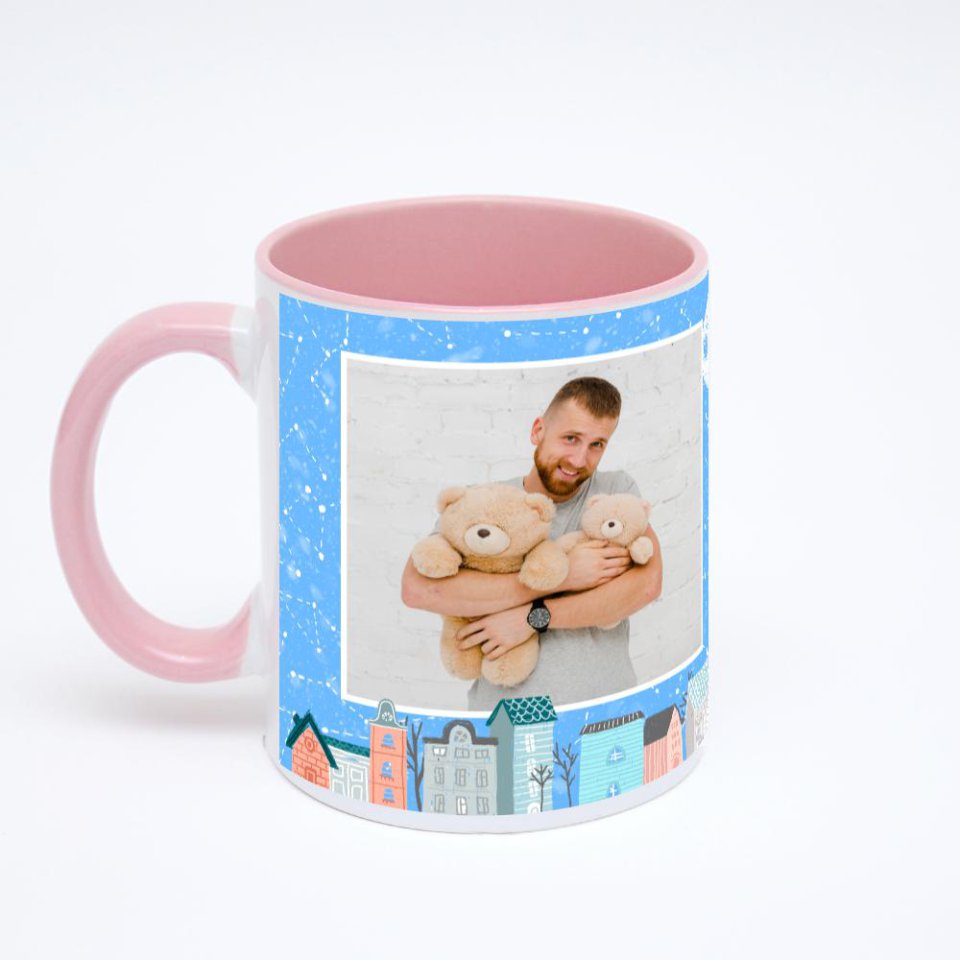 Розовая кружка с фотопечатью
