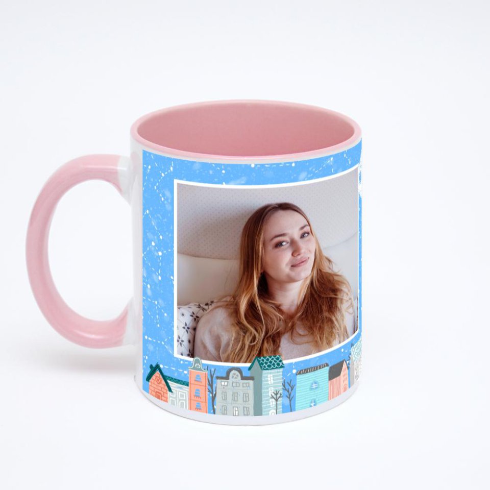 Розовая кружка с фотопечатью