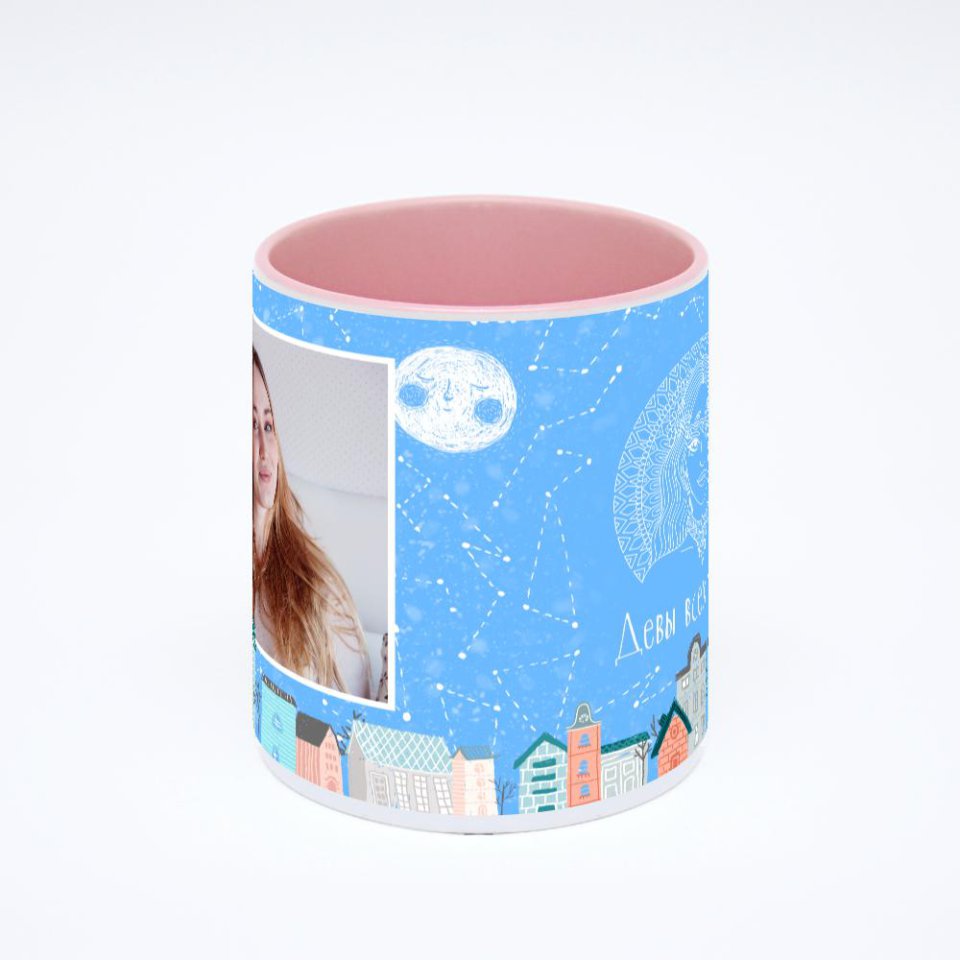 Розовая кружка с фотопечатью