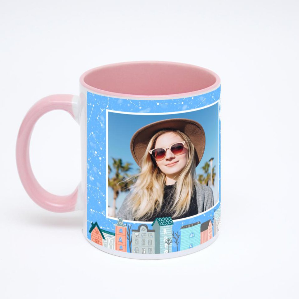 Розовая кружка с фотопечатью