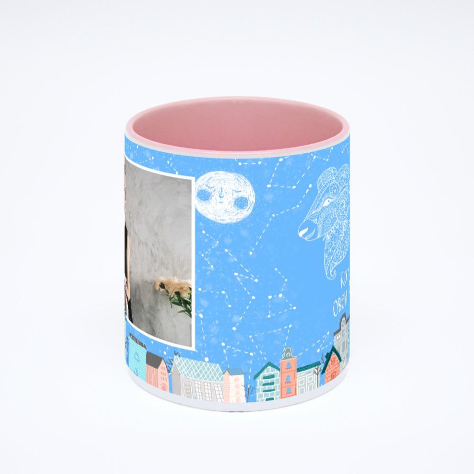 Розовая кружка с фотопечатью