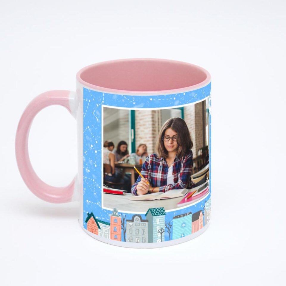 Розовая кружка с фотопечатью